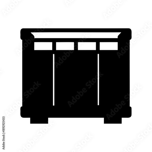 Black silhouette of a vintage style radiator for home heating systems