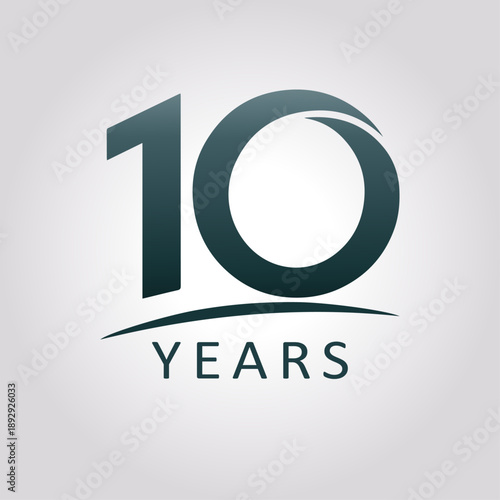 Modern minimalist emblem 10 years, shades of blue, anniversary, corporate, logo, celebration
