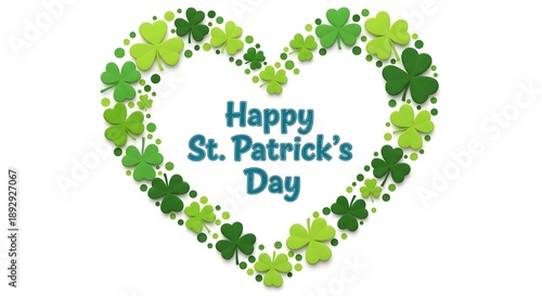 Happy st patrick's day shamrock heart green ireland celebration