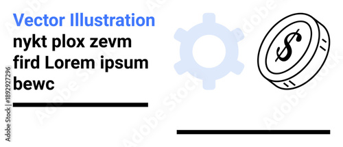 Finance, economy mechanisms, business processes, investment management, economic system, money generation. A gear and a dollar coin together. Finance and economy mechanisms concept
