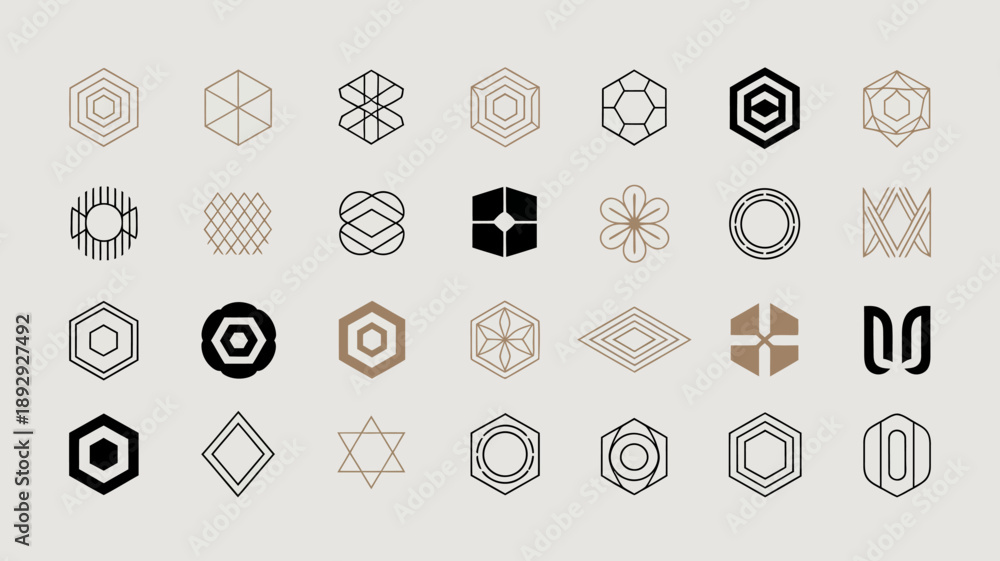 Αυτοκόλλητο A collection of twenty five geometric designs and abstract symbols are displayed