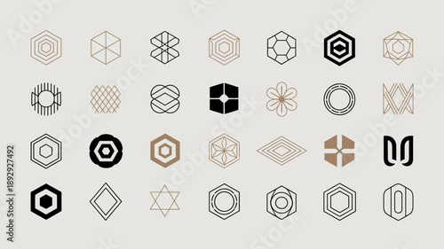 Obraz na plátne A collection of twenty five geometric designs and abstract symbols are displayed