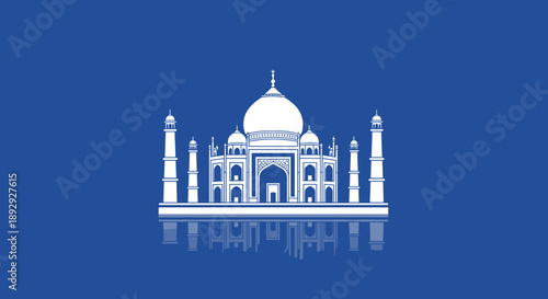 Iconic Taj Mahal Monument Architecture Illustration.