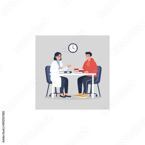 Doctor Consulting with Patient at Desk.