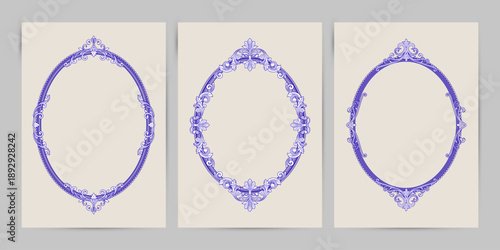 Vintage Ornate Oval Frames. Vector illustration, best for invitation, card, flyer.