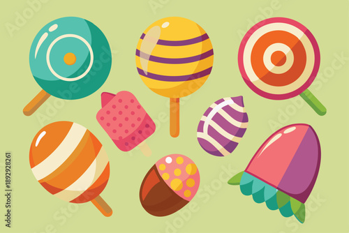 different type of candy set  vector on white background