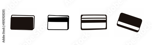Four credit cards arranged in a row Vector, illustration