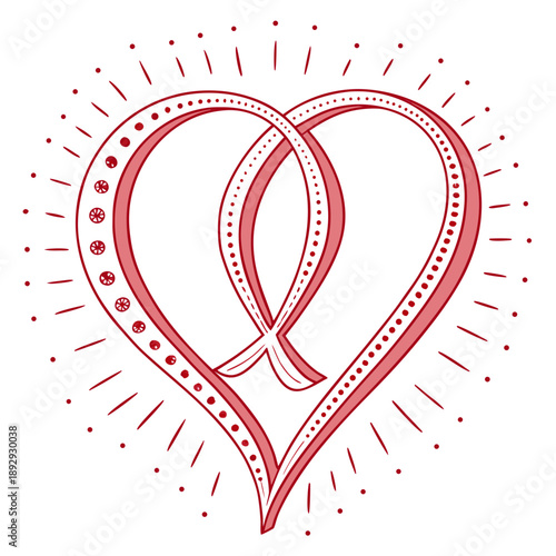 Modern heart design composed of glowing, dotted arcs, creating a futuristic and energetic representation of love.