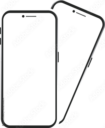 Smartphone mockup with blank screen isolated on transparent background for app presentation, mobile interface, poster and banner design