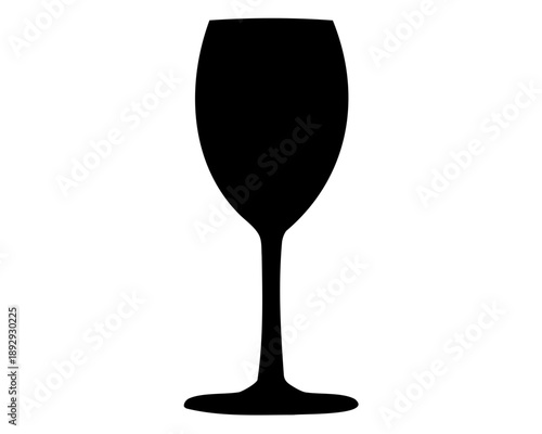 Silhouette of an elegant champagne flute or wine glass on white