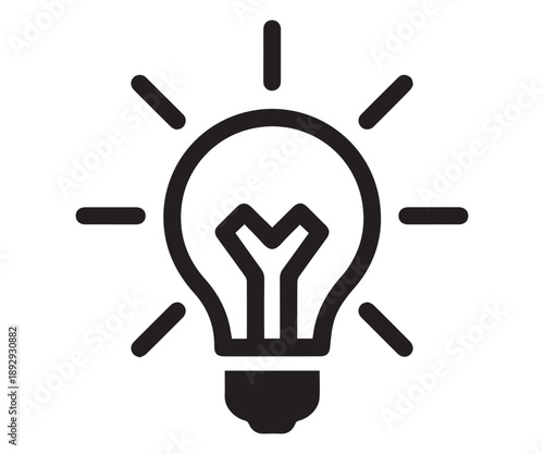 Light bulb icon shining bright representing innovation ideas creativity intelligence brainstorming and solution development.