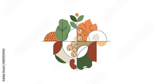 Vector illustration of various pulses and food elements for World Pulses Day, set against a clean background, conveying a healthy and nutritious mood.
