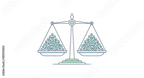 Balance scale with equal weights on both sides in a minimalist design.