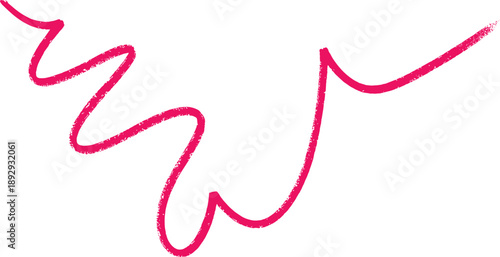 Abstract vector illustration of dynamic pink squiggly line with freeform curves, expressive motion, minimalist design element