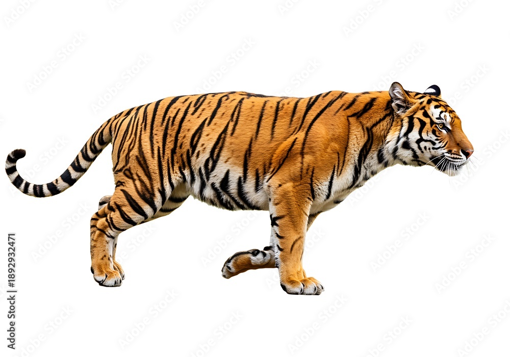 Obraz premium Majestic Tiger Walking in Natural Habitat Isolated Image