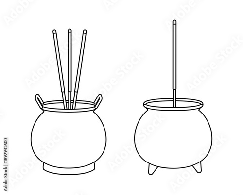 Chinese incense burner outline vector.
Set of Oriental incense burner coloring pages and templates.
Minimal incense burner line art illustration.