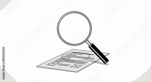 Magnifying glass over document illustration.