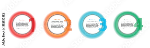 business infographic template with 4 circular steps and options