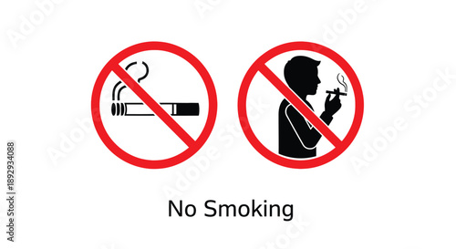 No smoking signs featuring crossed cigarettes and a figure silhouette