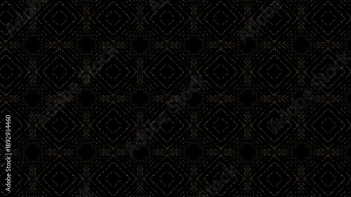 The brilliant geometric golden pattern changes against a dark background. Abstract animated background.