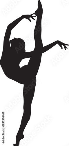  Dancer with exaggerated pose in silhouette white background.