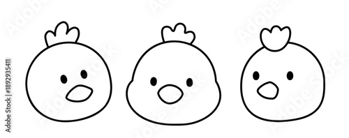 Cute Baby chick face easter coloring book.
chick head coloring page template set.
Transparent Background. SVG.