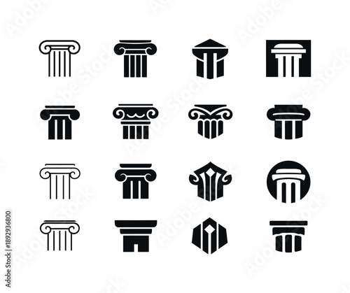 Architectural Icons Evolution. Traditional architecture from ancient to modern times. Icon set. Set Logo of traditional architecture from ancient to modern