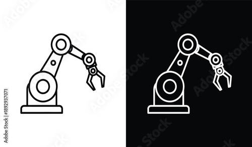 Robotic arm illustration with mechanical claw for industrial and technology concepts