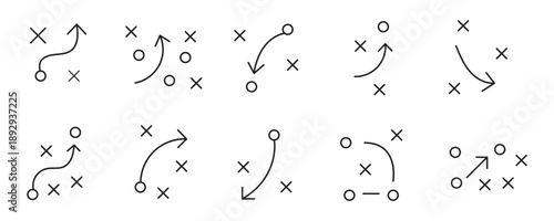 soccer tactics icon set .Symbol isolated white background. vector illustration. color editable.