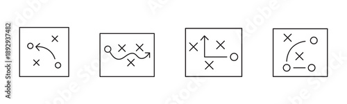 Soccer Tactics Strategy Diagram Icon Set – Football Play Formation Arrows Vector