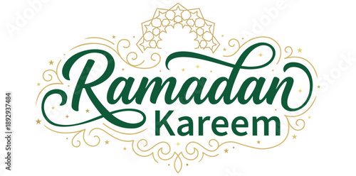 Ramadan Kareem: A festive and elegant greeting card design, featuring ornate calligraphy, conveying warm wishes.