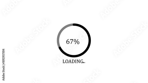 Seamless loop animation of loading circle progress bar with white gray colors for UI UX app design. Animated loading circle progress indicator seamless loop with white background and modern design.