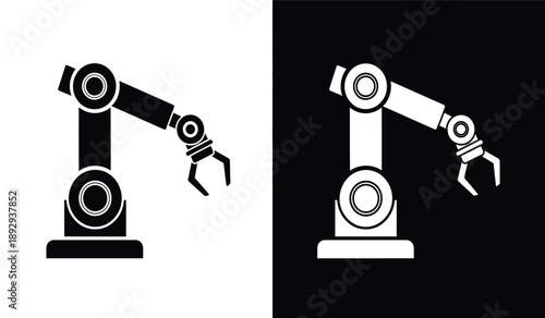 Robotic arms in black and white on contrasting backgrounds for industrial design