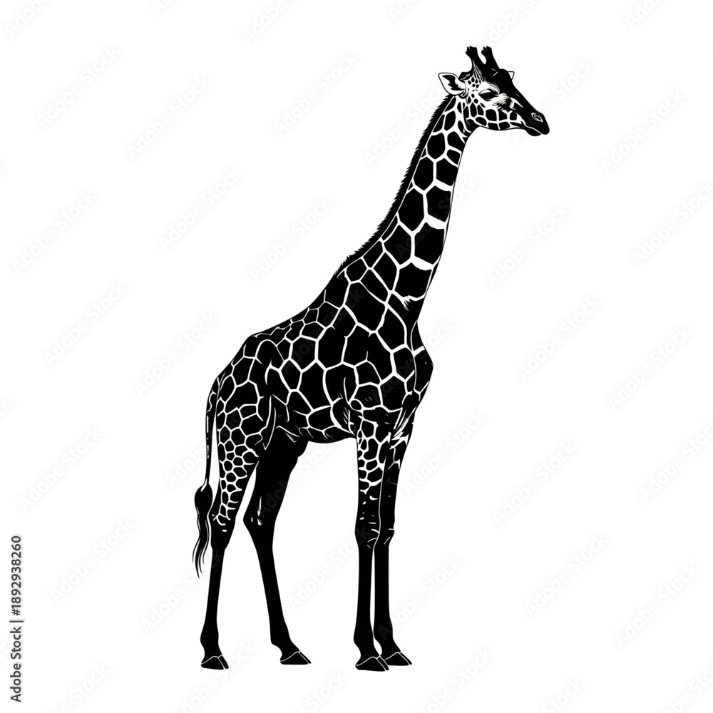 Obraz premium Tall Giraffe Silhouette Vector – Minimalist African Safari Wild Animal 