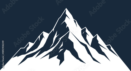 Majestic Snowy Mountain Peak Silhouette Against Dark Sky.