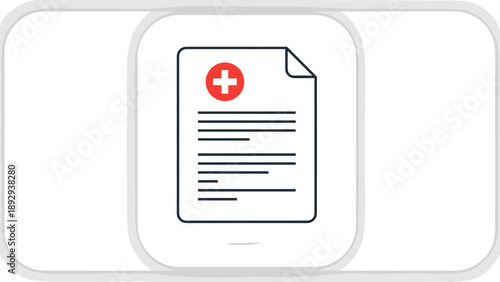 Medical Document with Red Cross Symbol Illustration.