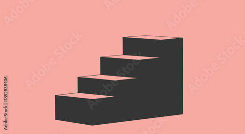 Minimalist Dark Staircase on Pink Background.
