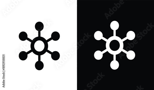 Black and white molecular structure icons and black backgrounds