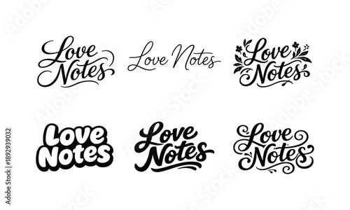 Harmonious Love Letter Variations. Love note annotative lettering. Set lettering. harmonious lettering variations of the same emblematic concept, each with