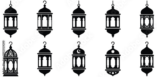 Exquisite Lantern Silhouette: An enchanting array of meticulously designed lanterns casts a spell of light and shadows, inviting a sense of wonder and celebrating the richness of cultural tradition.
