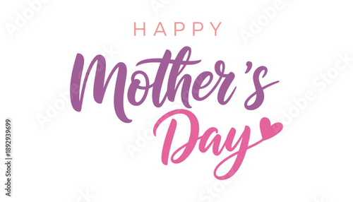 Happy mother's day greeting card with pink and purple script