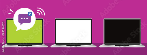 Laptop Message Chat Notification Online Communication Technology Concept Vector