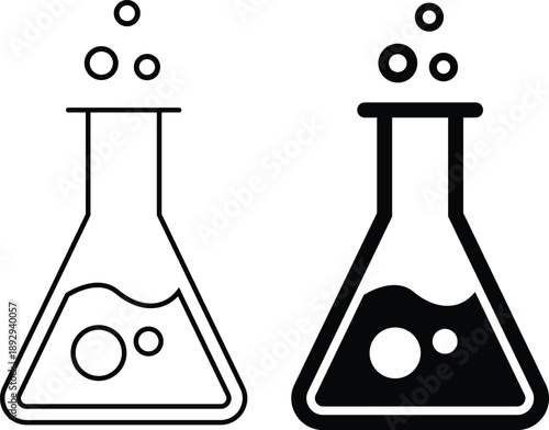 Laboratory Flask Icon Line and Solid Style Chemical Science Experiment Symbol Vector