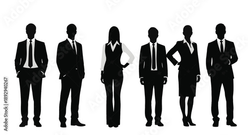 Silhouettes of business professionals in formal attire