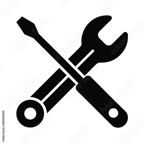 wrench crossed screwdriver icon vector illustration
