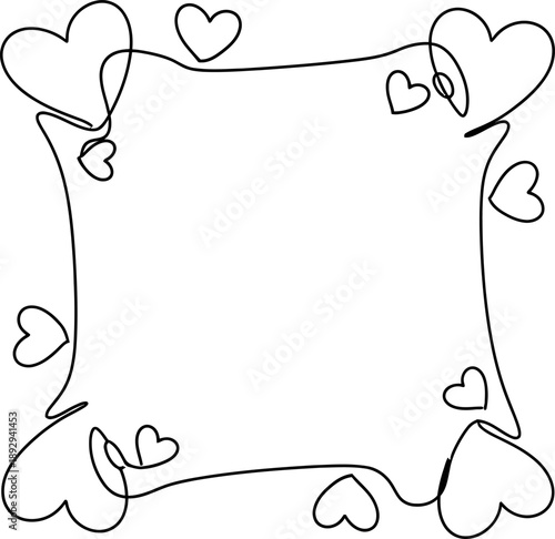 heart shape frame with hearts on border for valentine love card or banner design