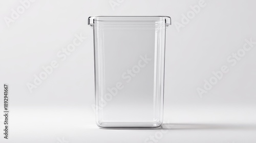 Clear plastic food storage container isolated on white background