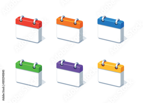 Isometric Calendar Icons. Calendar Date Blocks ?. Isometric flat vector icons set of Calendar Date Blocks ?: date block , date block , date block , date block