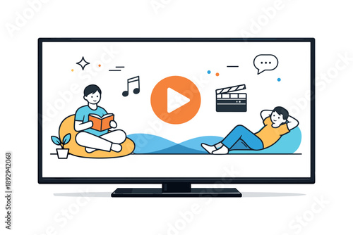 Minimalist TV Art. Television screen. A simple TV screen displays calm abstract shapes, suggesting everyday entertainment and quiet focus. The scene feels