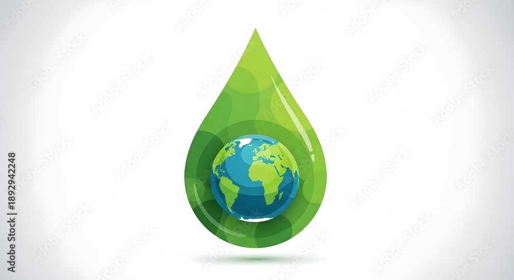 Fototapeta premium Green Earth drop symbolizing eco-friendly water conservation for Earth Day celebration